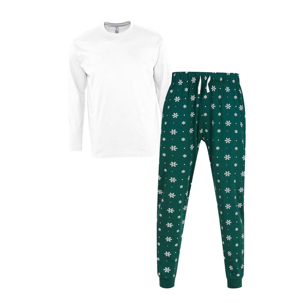 Green and snowflakes pjs